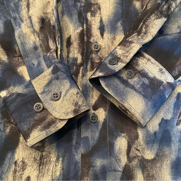 Georg Roth Of Germany Abstract Blue Long Sleeve Button Up Collared Shirt - Picture 4 of 8